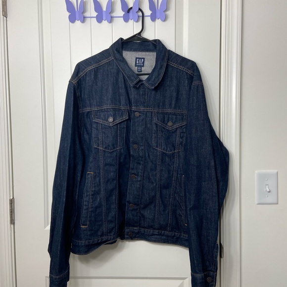 NWOT GAP Adult dark wash denim‎ full button front jean jacket XXL - Picture 1 of 6